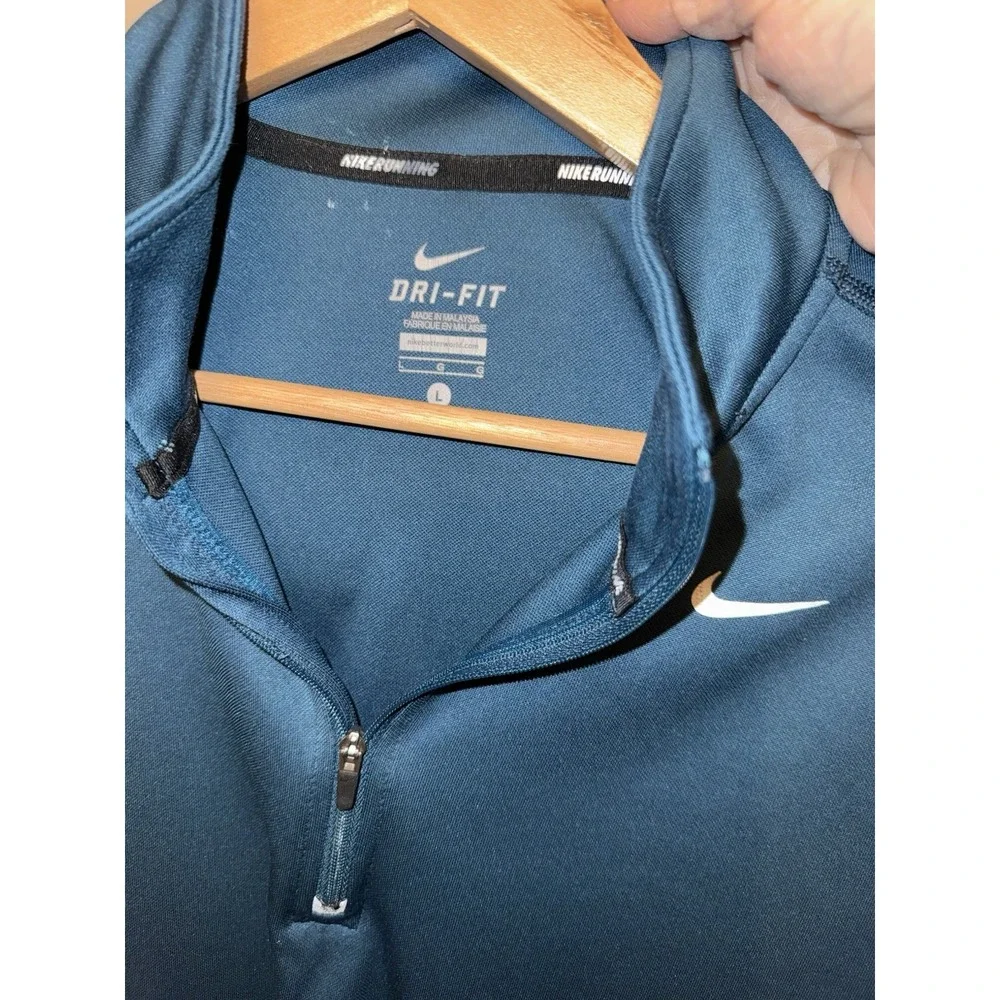 Nike Men's L‎ Teal Pull Over 1/4 Zip Long Sleeve Jacket Running Dri Fit